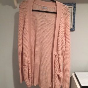 Tobi Pink Knit Button Down Cardigan
